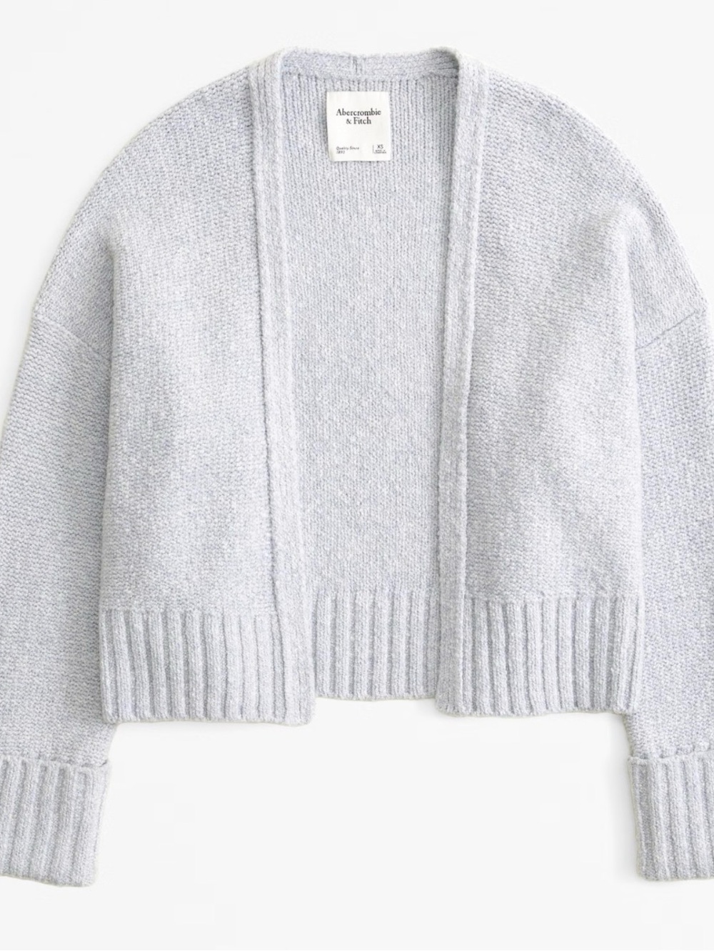 Abercrombie & Fitch Light Gray Open-Front Knit Cardigan